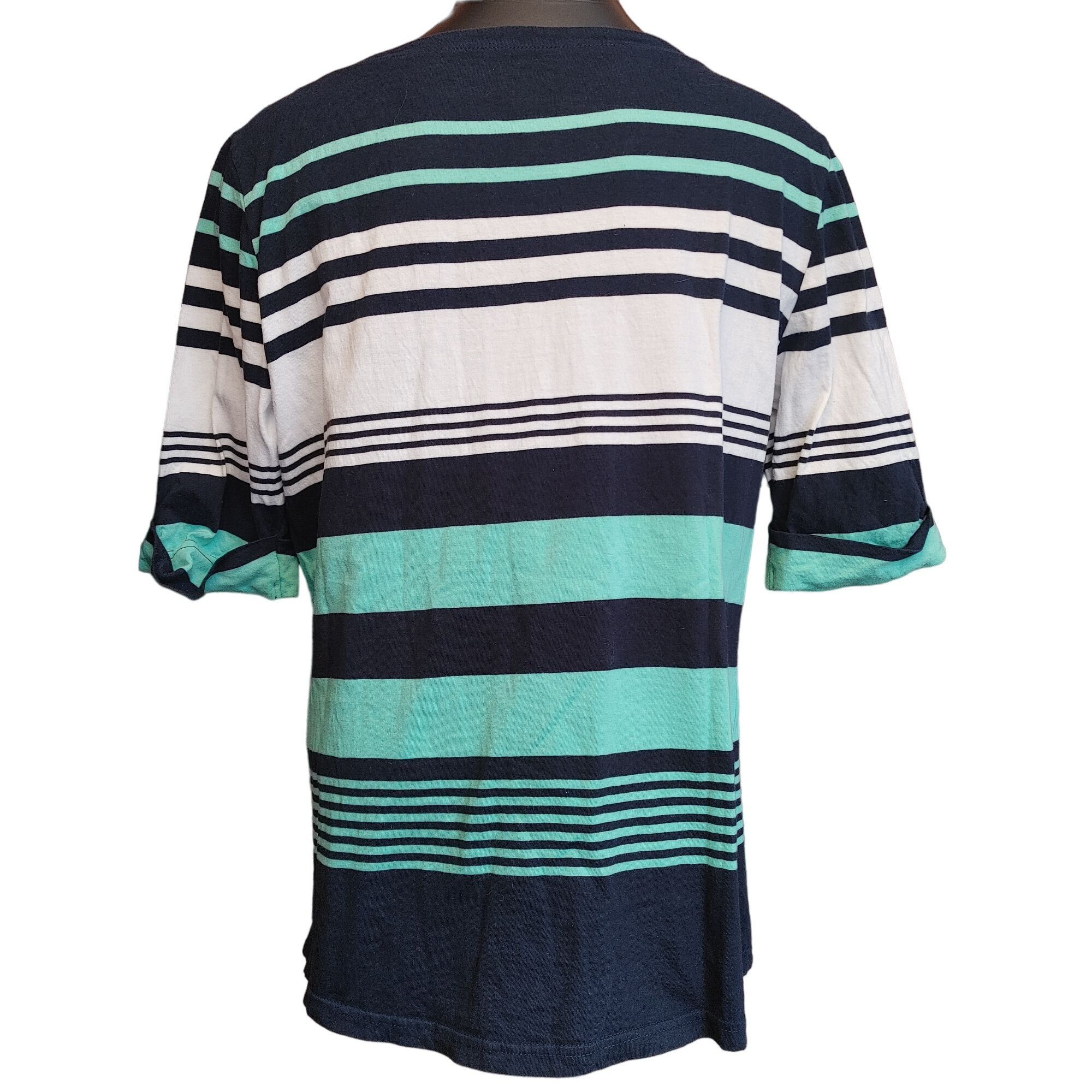 Basic Editions Basic Editions Women's Black/Blue/White Stripped Quarter Sle Size XL / US 12-14 / IT 48-50 - 2 Thumbnail