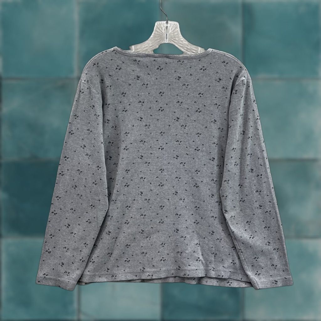 Faded Glory VINTAGE 90s Y2K Henley Top XL Thermal Waffle Knit Grey Ditsy Floral Fairy Grunge Shirt Mens Size XL / US 12-14 / IT 48-50 - 1 Thumbnail