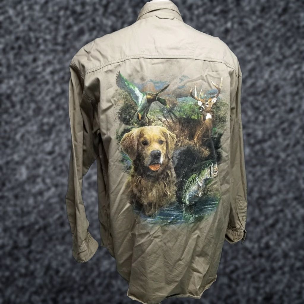 Vintage NCC Apparel Mens 2XL Khaki Buttondown Hunting Fishing LS Shirt Double Sided Size US XXL / EU 58 / 5 - 1 Thumbnail