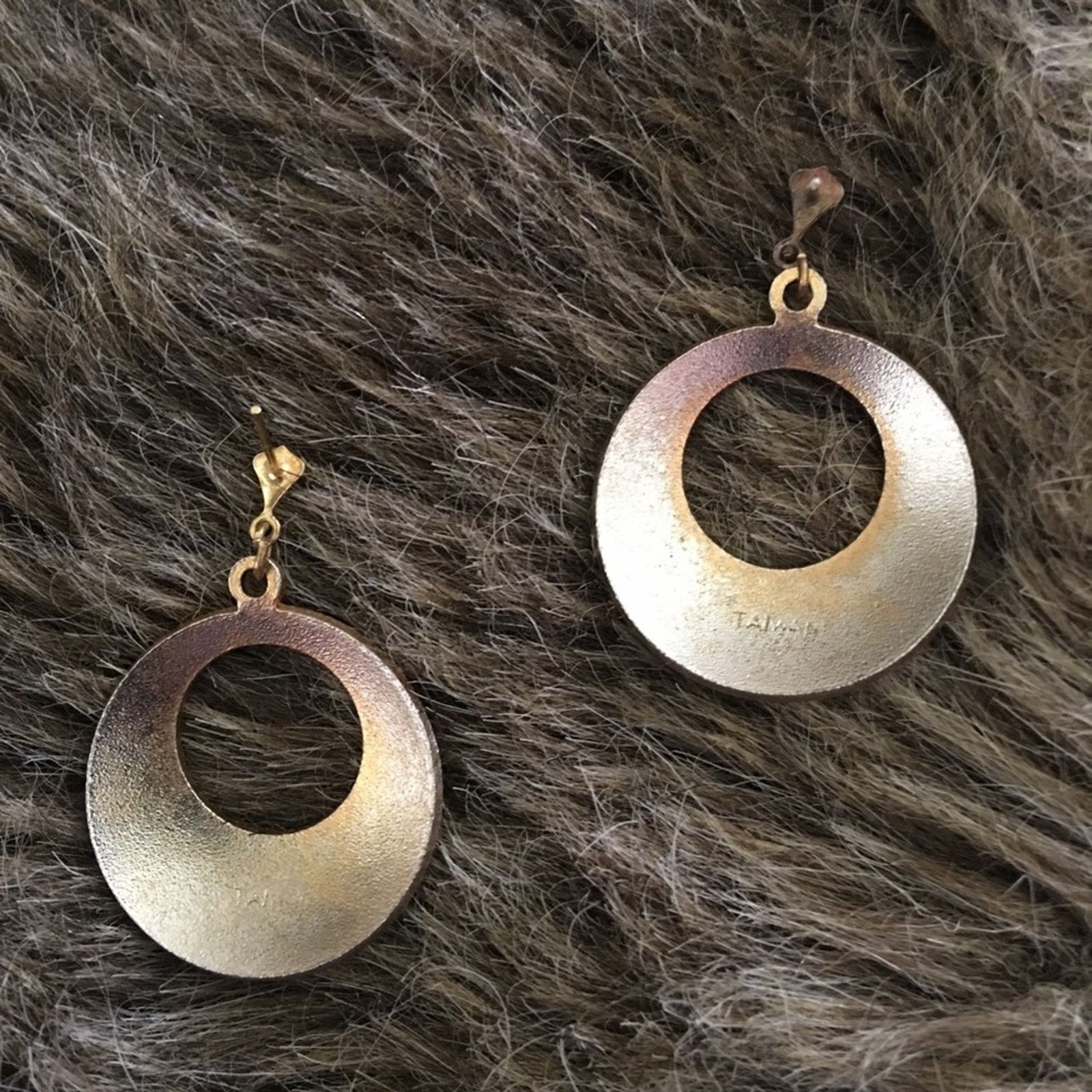 Vintage Vintage gold tone ombré laser cut disc earrings Size ONE SIZE - 2 Thumbnail