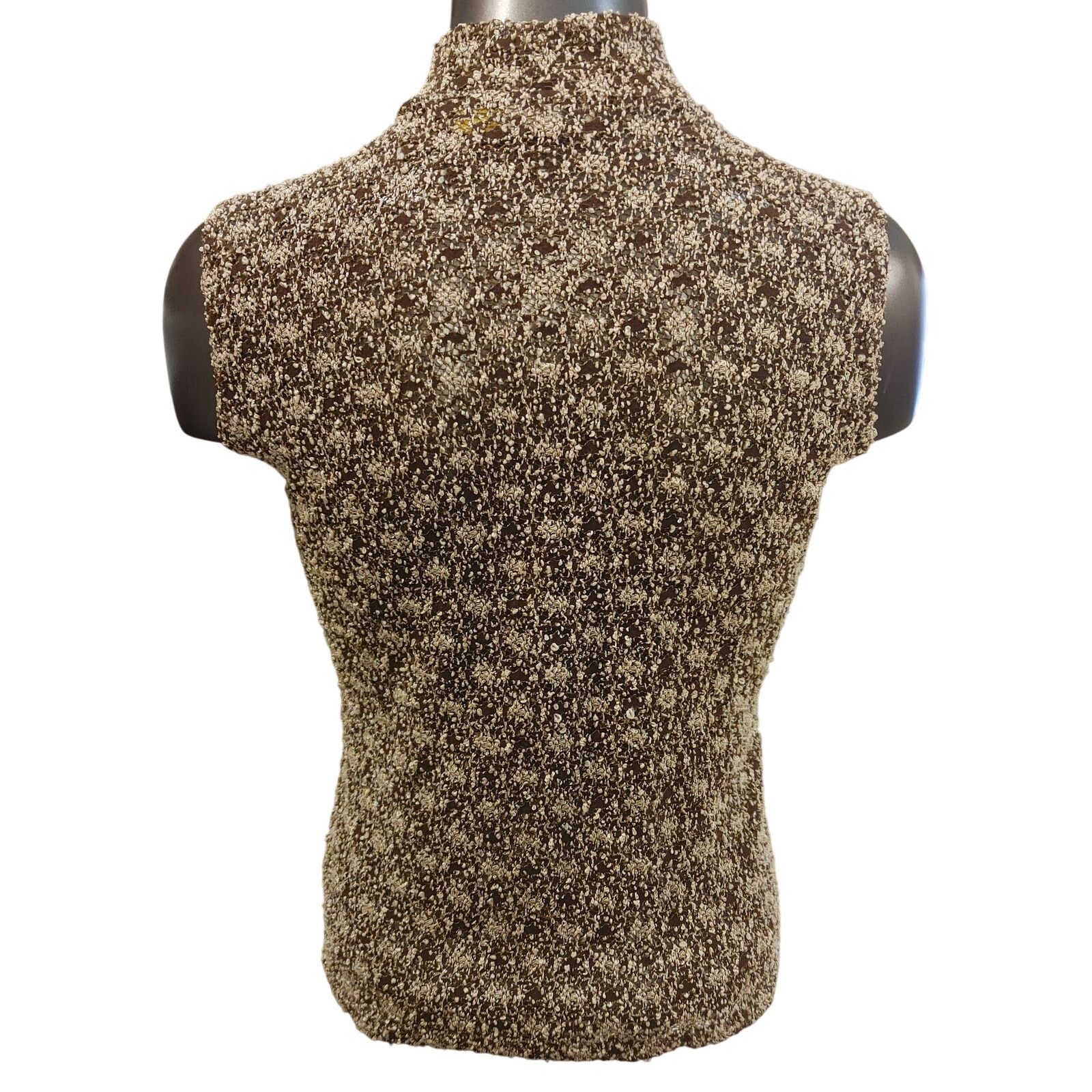 Other VTG EK Designs Women's M Brown/Gold Knit Mock Neck Top Size M / US 6-8 / IT 42-44 - 2 Thumbnail