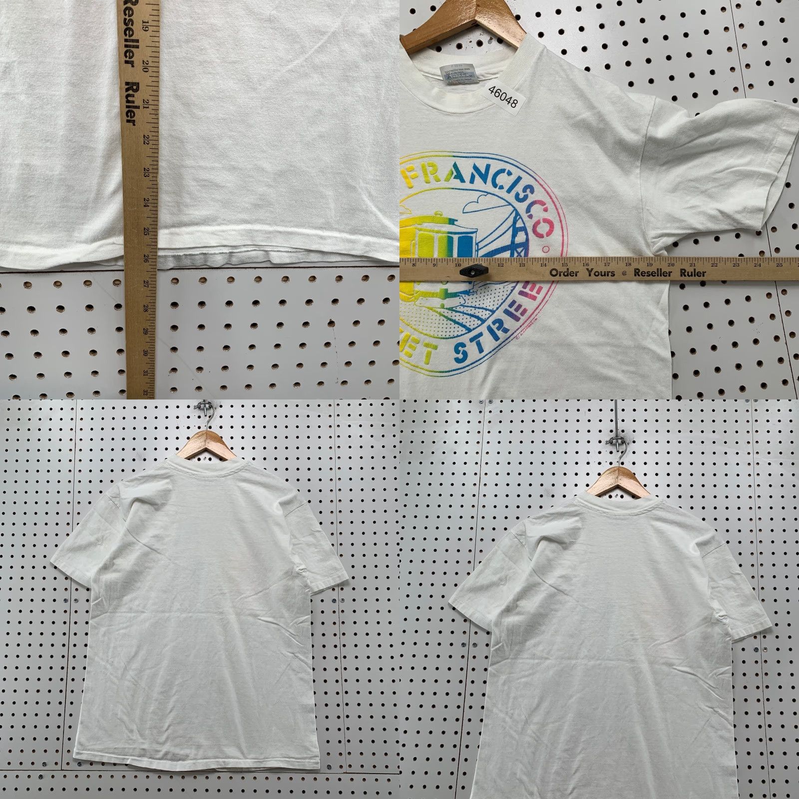 Hanes VINTAGE Hanes Beefy-T San Francisco Shirt Mens L White Cotton USA 80s California Hippie Hipster Graphic Print Crew Neck Short Sleeve Decade 1990s Mens Size US L / EU 52-54 / 3 - 8 Thumbnail