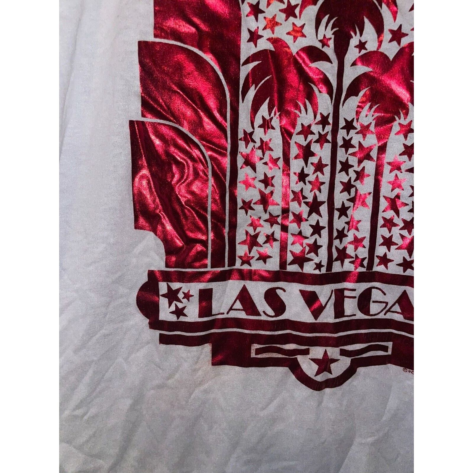Jerzees Vintage Las Vegas Shirt Reflective Graphic White L White Tee Size US L / EU 52-54 / 3 - 5 Thumbnail