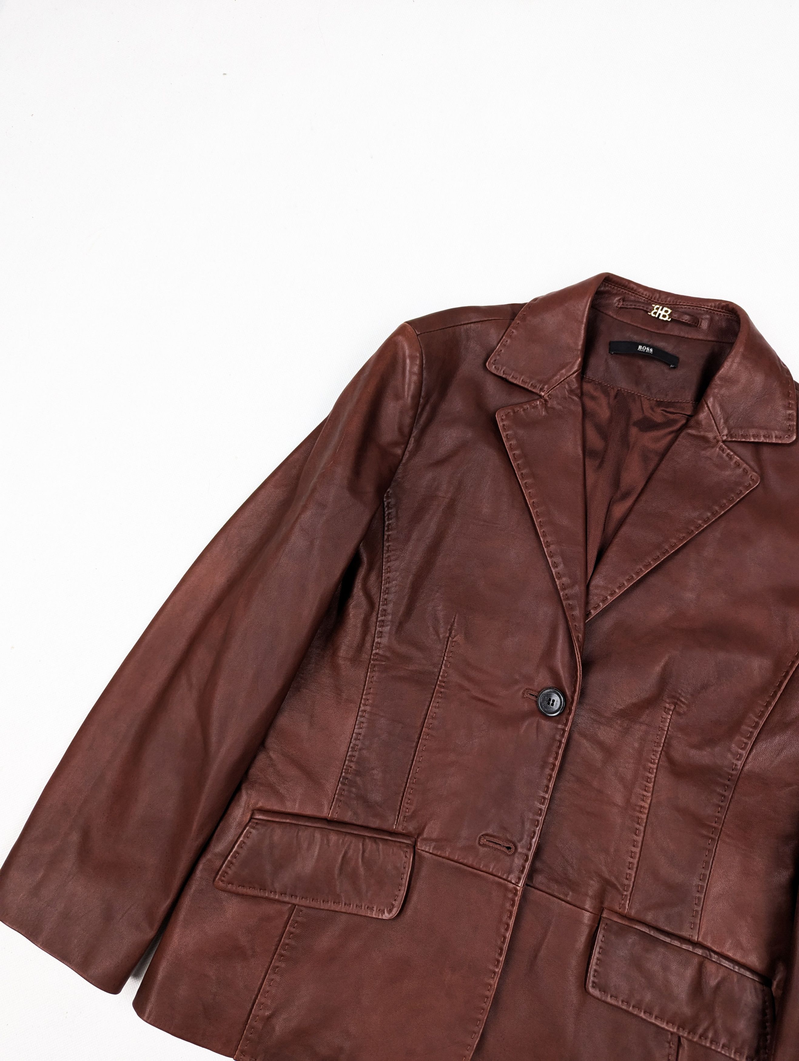 Hugo Boss Hugo Boss leather bown jacket Size L / US 10 / IT 46 - 2 Thumbnail