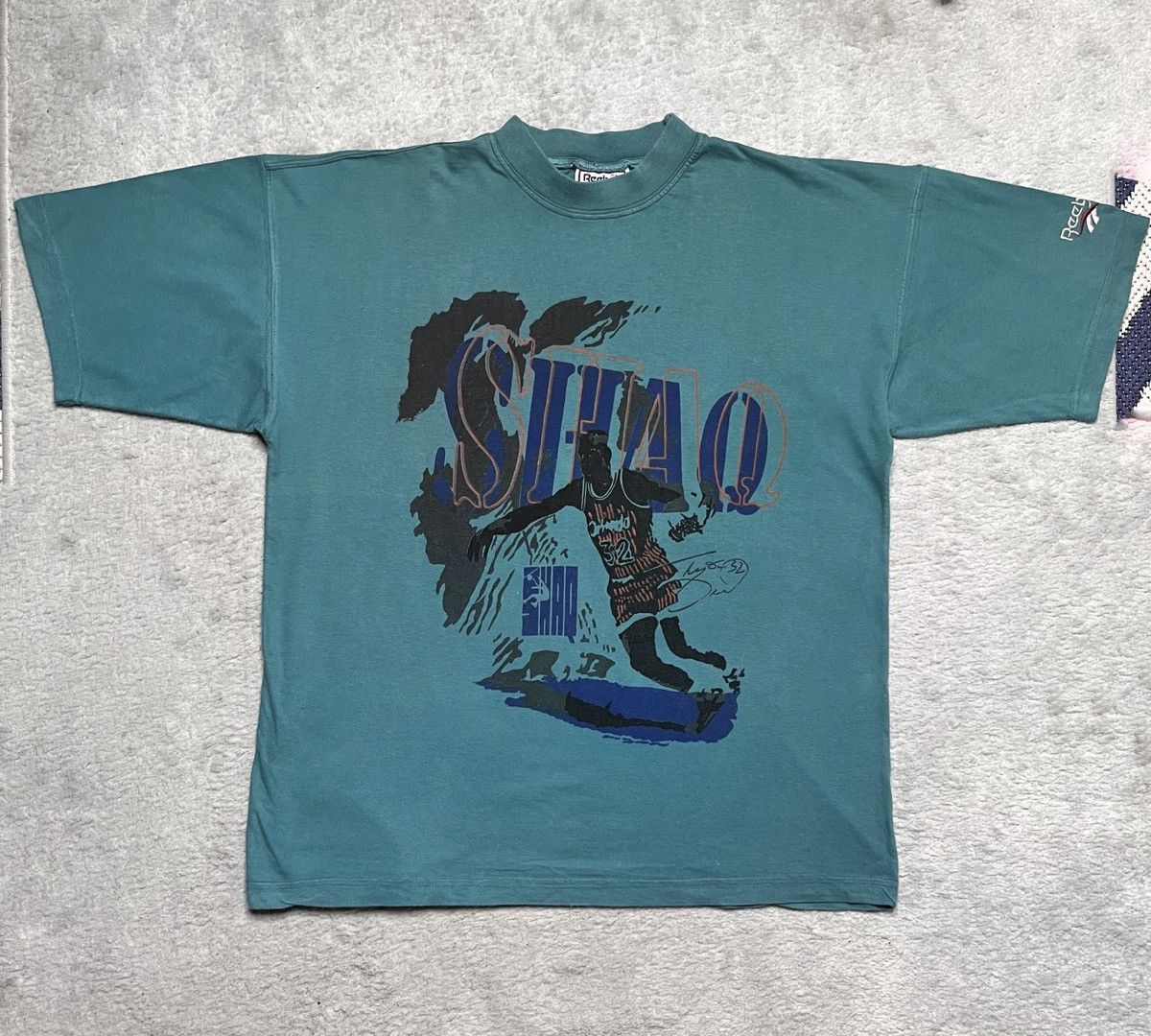 Reebok Vintage Turquoise T-Shirt Basketball Print Reebok Shao Shaq Size US M / EU 48-50 / 2 - 1 Thumbnail