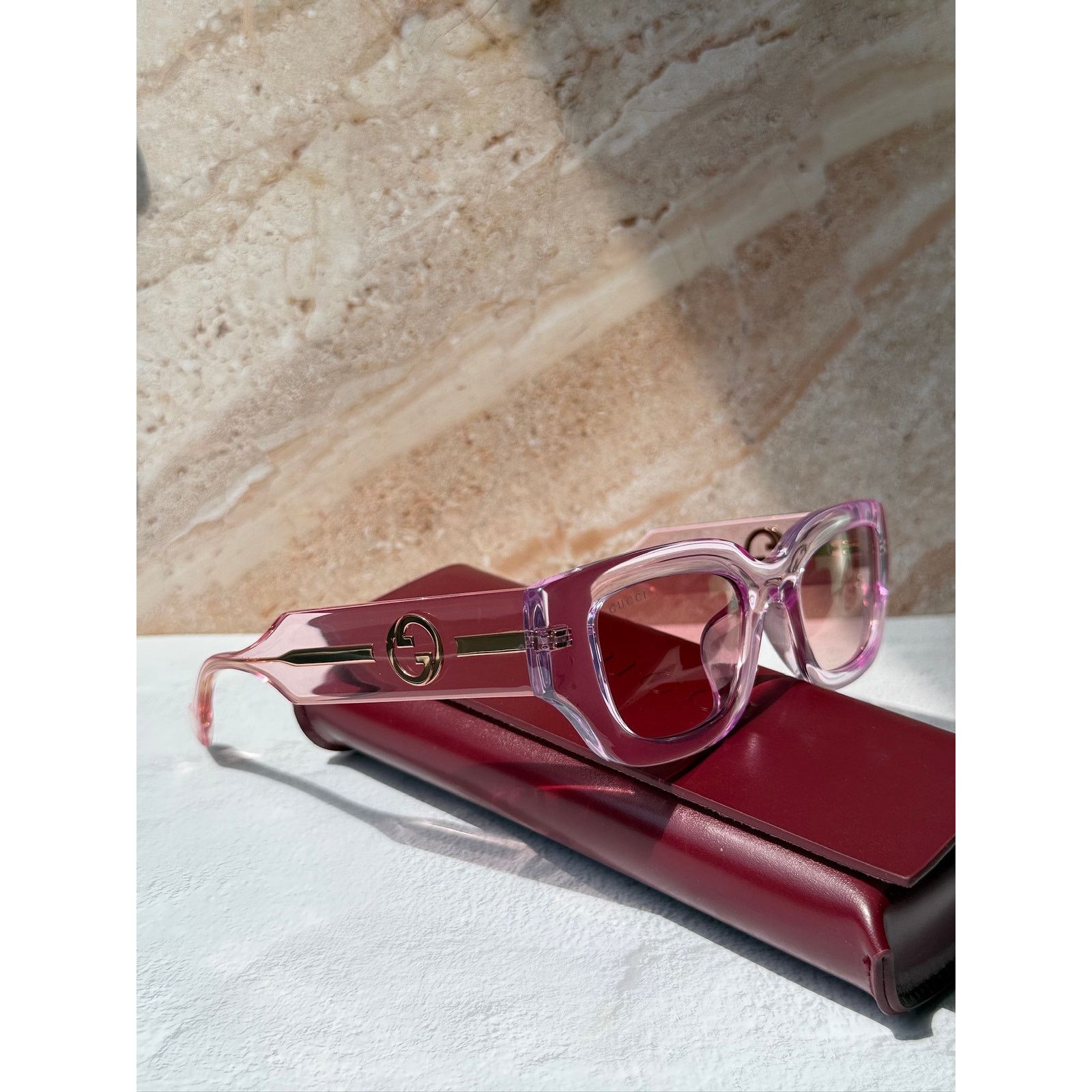 Gucci NEW Gucci GG1558SK Transparent Pink Sunglasses Size ONE SIZE - 3 Thumbnail