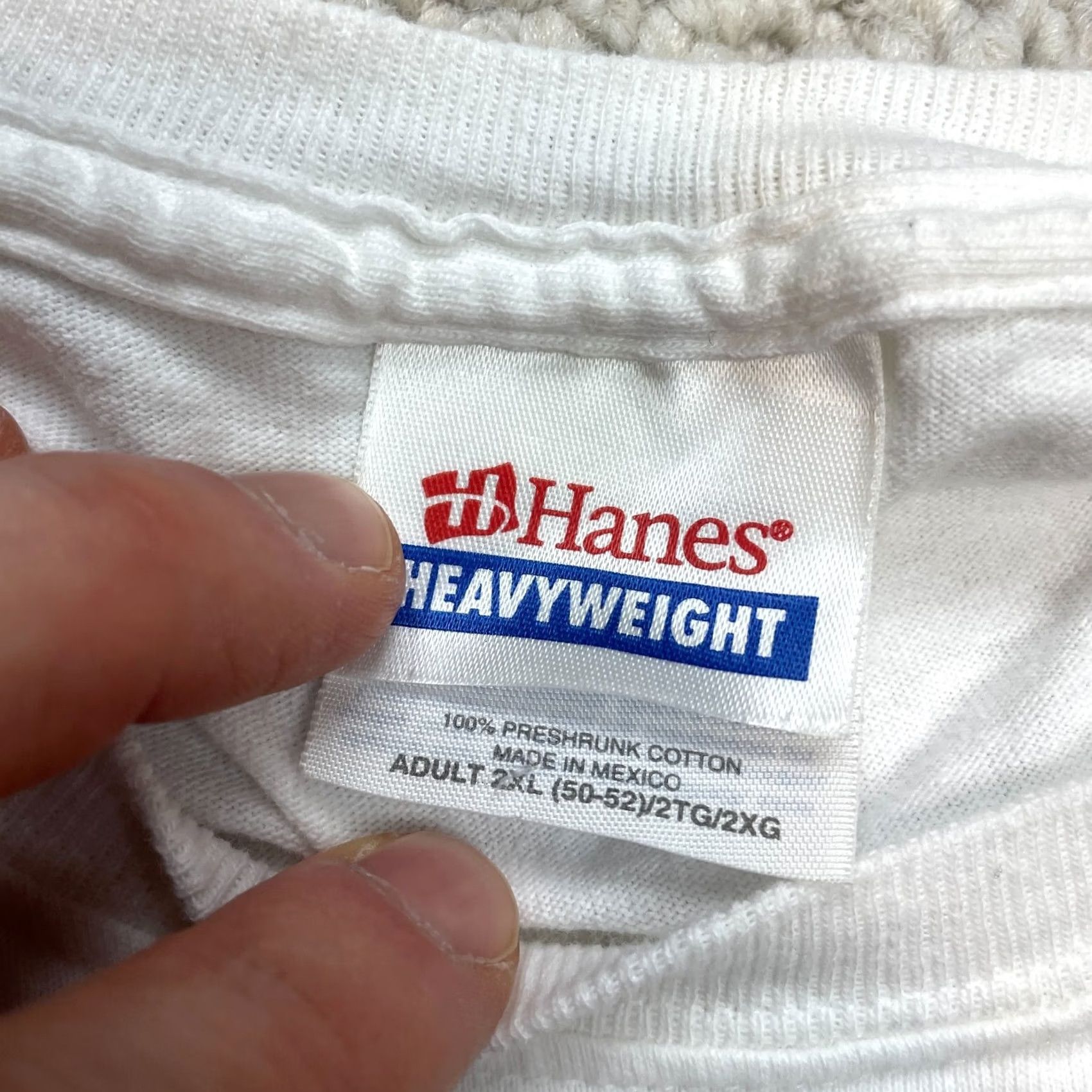 Hanes Hanes Heavyweight Shirt Adult 2XL White Crew Neck Short Sleeve Size US XXL / EU 58 / 5 - 3 Thumbnail