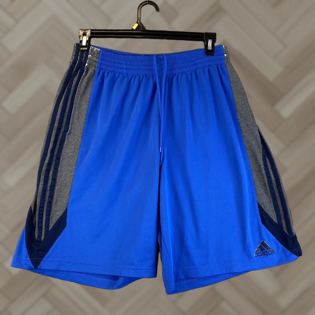 Adidas Adidas Basketball Shorts Mens Size L Dri-Fit Blue 53-37 Athletic Flat Front Drawstring Mens Size US 33 - 1 Thumbnail
