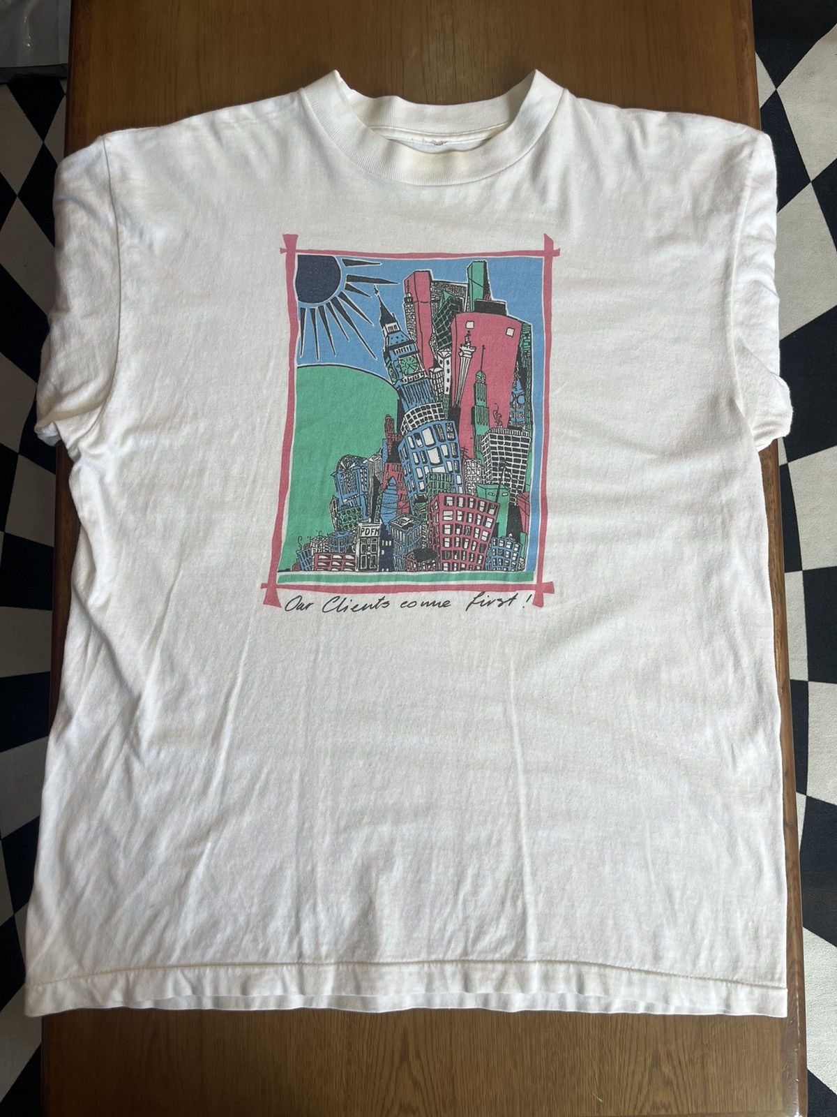 Arts & Science Vintage PDFM Artwork Design City Tower 90’s Tshirt Size US L / EU 52-54 / 3 - 3 Thumbnail