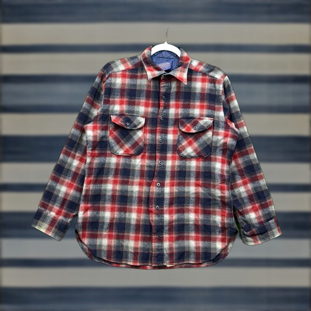 Pendleton VINTAGE Pendleton Wool Flannel Mens Large USA Made Plaid 90s Hiking Outdoor Button-Up Shirt Size US L / EU 52-54 / 3 - 1 Thumbnail