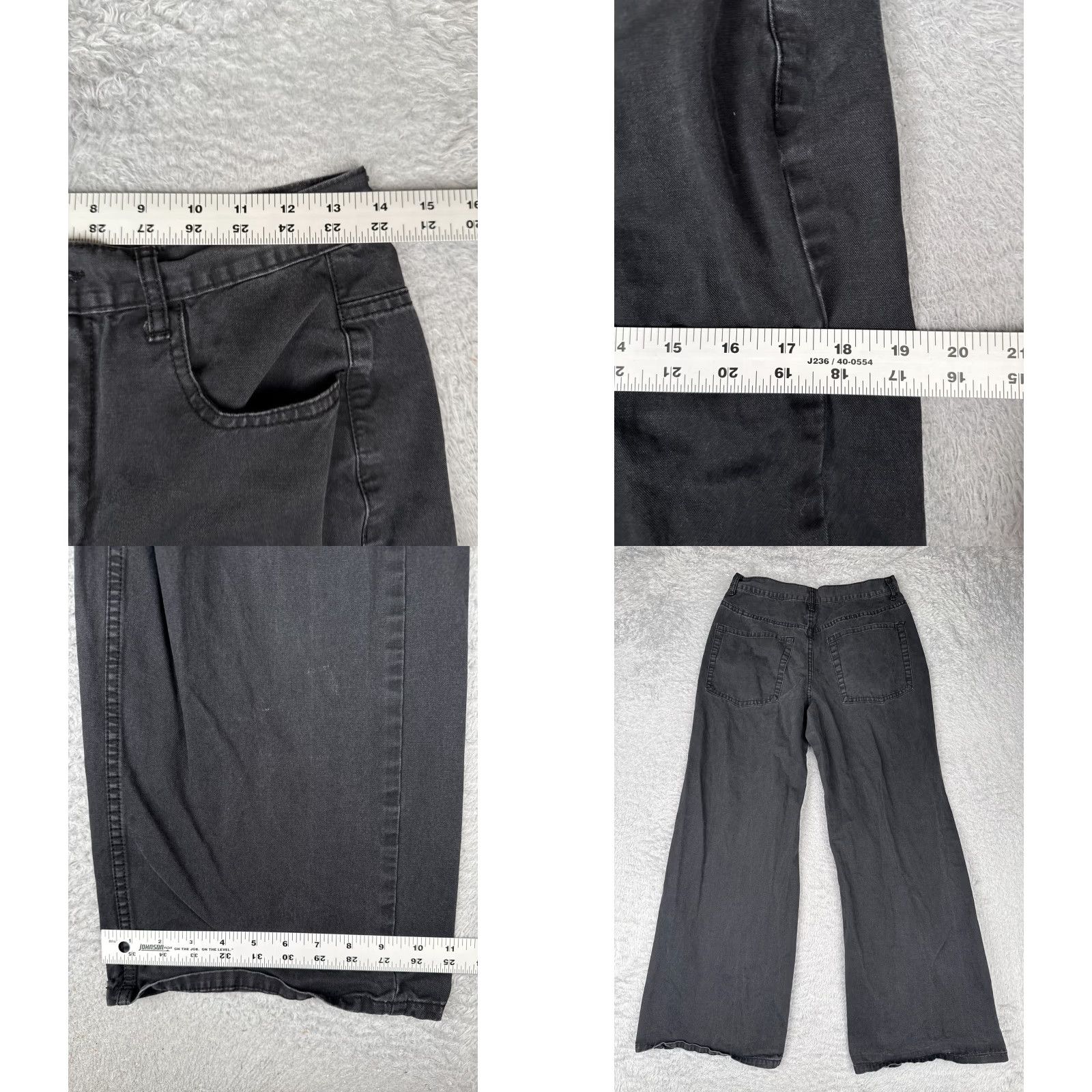 Brandy Melville Brandy Melville Jeans Womens 4 Black Denim Wide-Leg Mid Rise Cotton Blend 27x28 Size 27" / US 4 / IT 40 - 9 Thumbnail