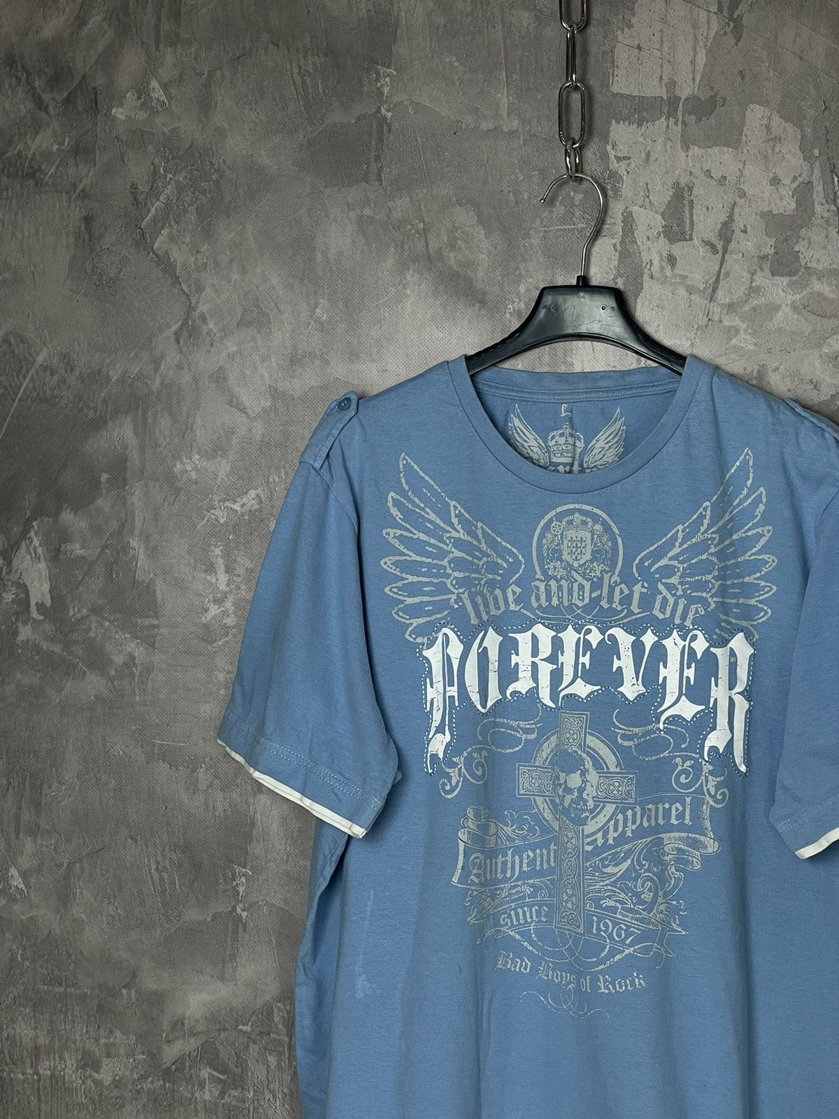 Other Crazy Y2K MMA Style Affliction Overlogo Cross Punk T Shirt Size US L / EU 52-54 / 3 - 3 Thumbnail