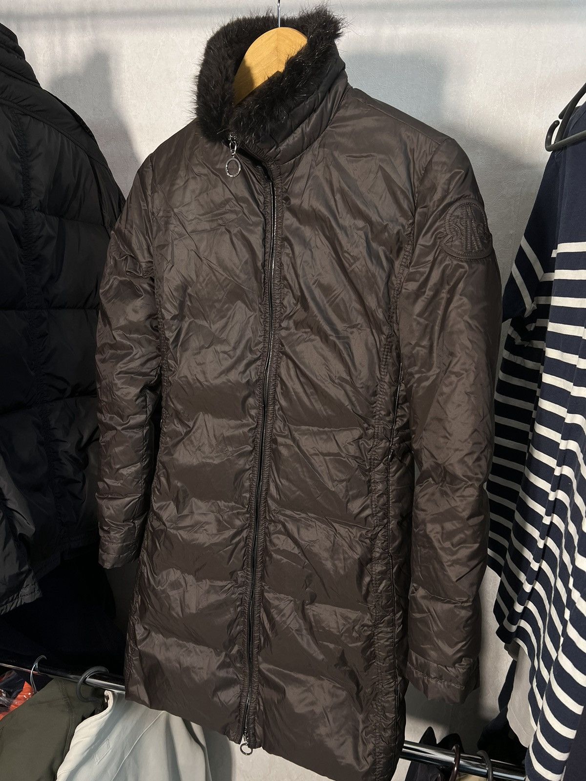 image of Moncler Veronique Parka Coat Puffer Jacket in Brown, Women's (Size Small)