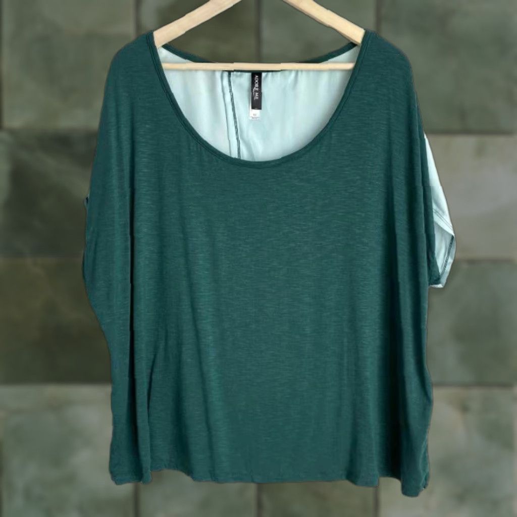 Vintage Adore Me Green Scoop Neck Short Sleeve Stretch Blouse Plus 1X Women Size XL / US 12-14 / IT 48-50 - 1 Thumbnail