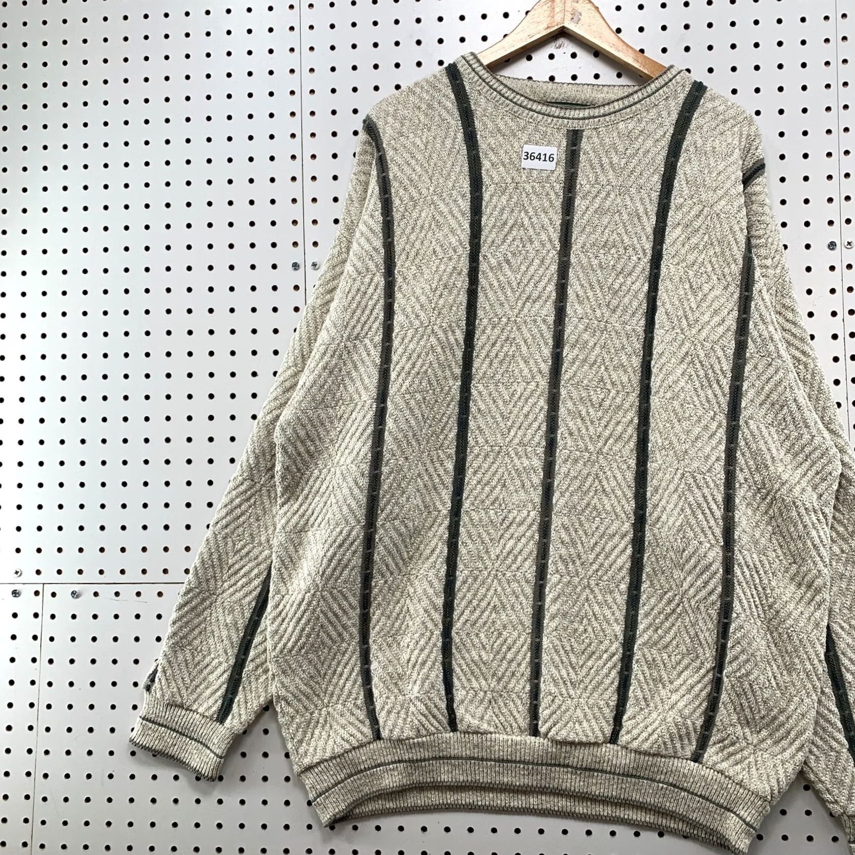 Croft & Barrow VINTAGE Croft & Barrow Sweater Mens XL Beige Striped Made USA Size US XL / EU 56 / 4 - 3 Thumbnail