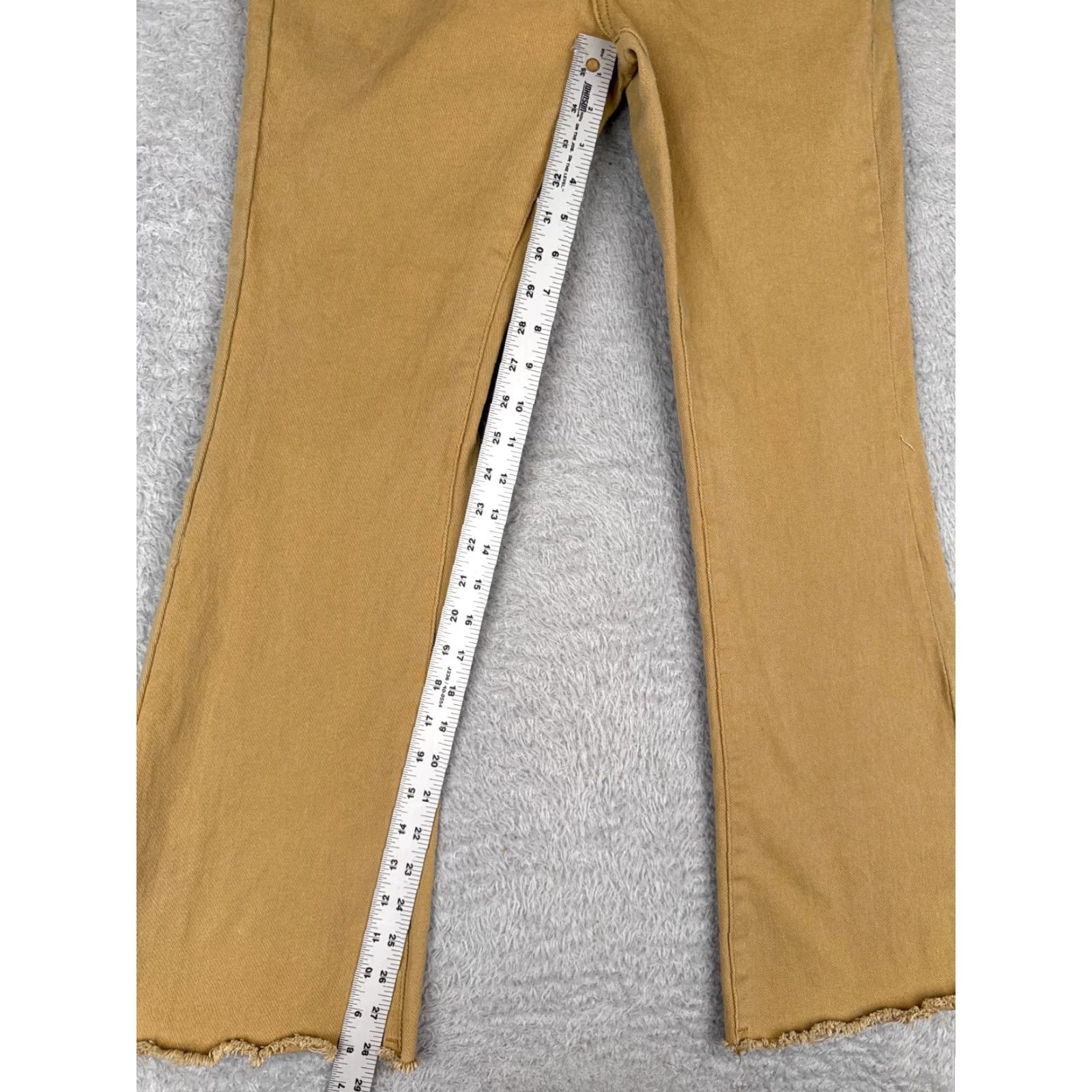 Lands' End VINTAGE Jeans Womens 25 Beige Butterscotch Flared High Rise Cotton Blend Raw Hem 25x28 Lands' End Denim 5-Pocket Womens Jeans Size 42" / US 20 - 7 Thumbnail