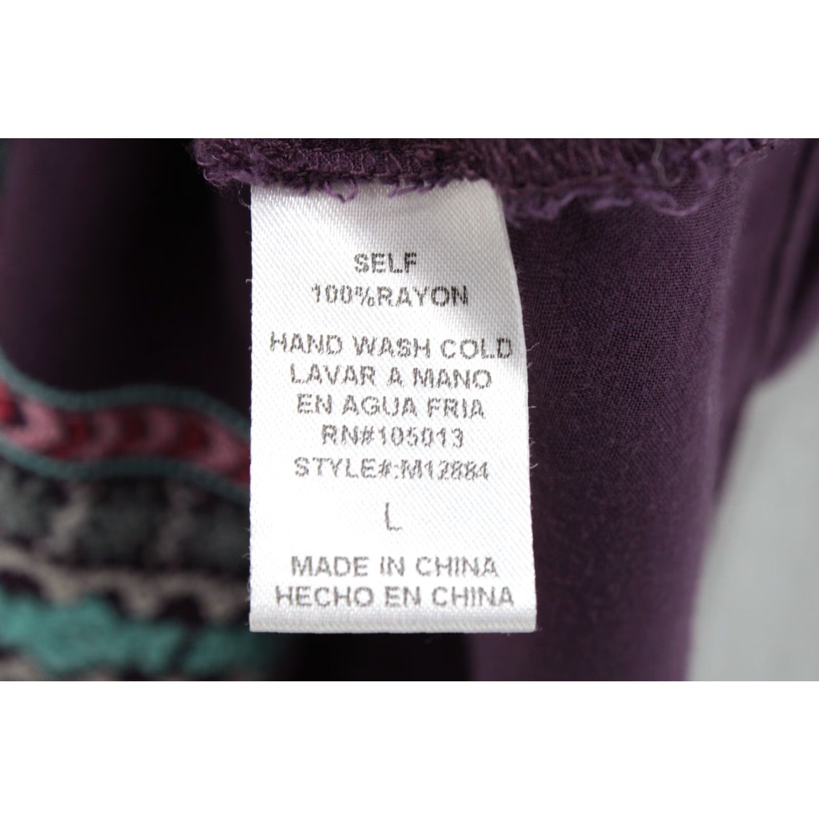 Vintage Andree By Unit Blouse Womens Large Purple Embroidered Boho Bell Sleeve Hippie Size L / US 10 / IT 46 - 6 Thumbnail