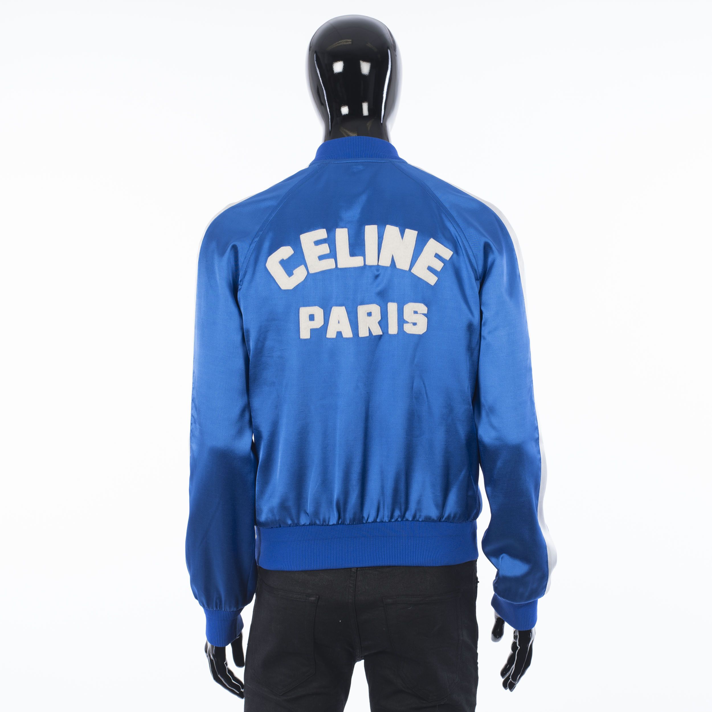 Celine Electric Blue Teddy Jacket In Celine Paris Embroidered Satin Size US S / EU 44-46 / 1 - 8 Thumbnail