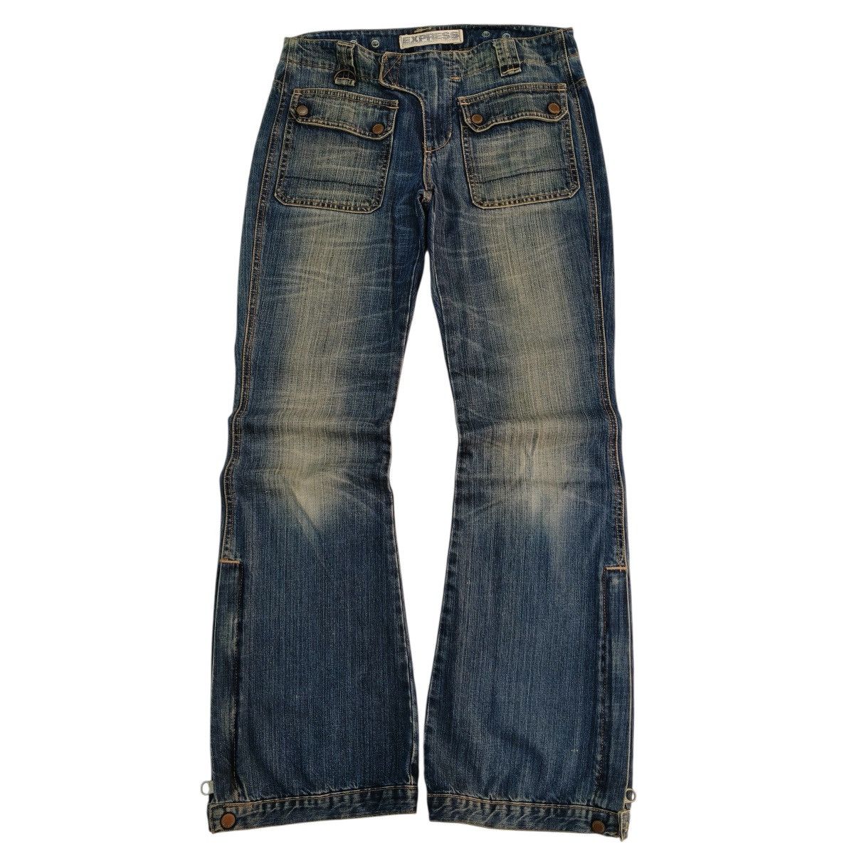 Express Vintage Y2K Express Bush Pant Flare Denim Zip Ankle Size US 29 - 1 Thumbnail