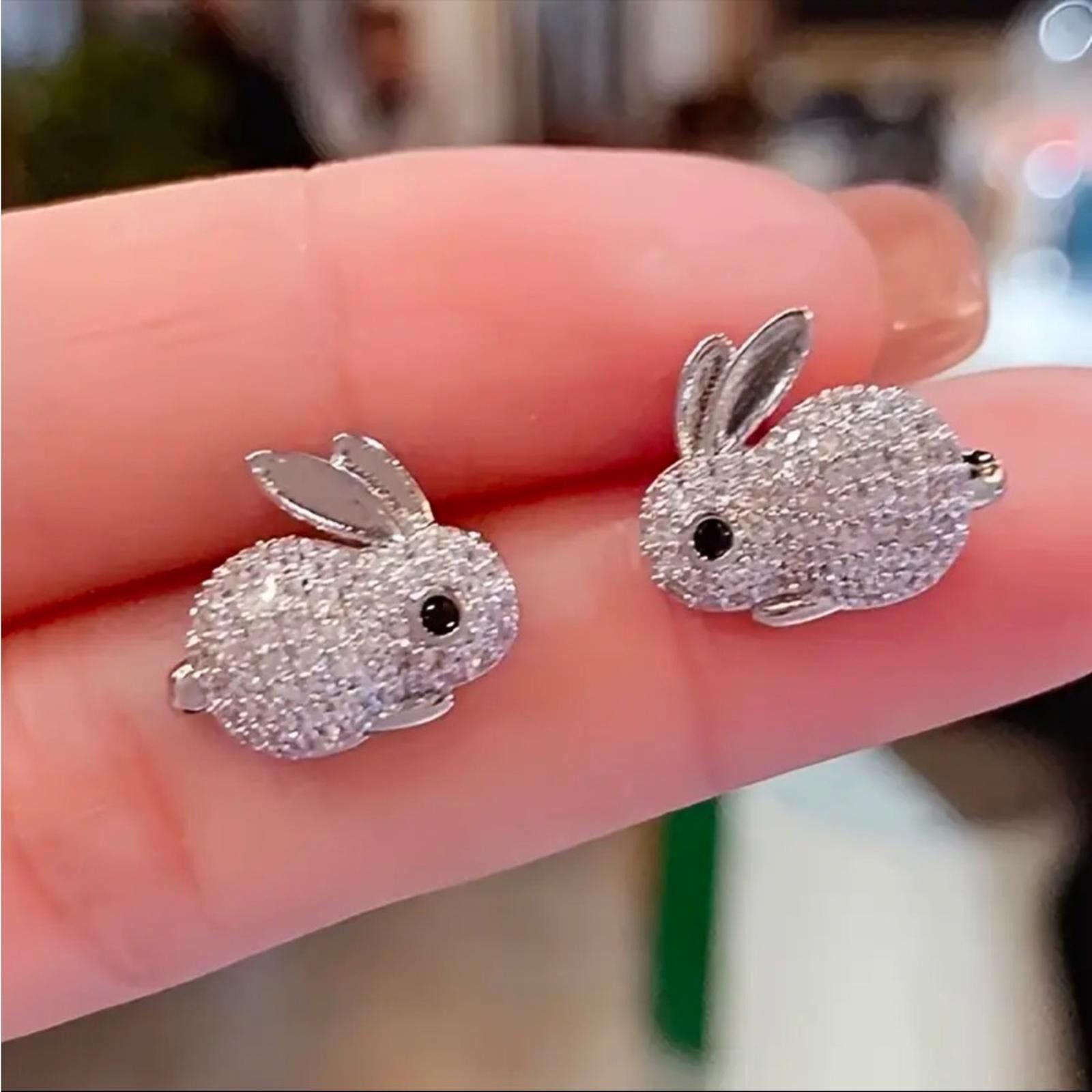 Designer Bunny Rabbit Design Zirconia Earrings Size ONE SIZE - 1 Thumbnail