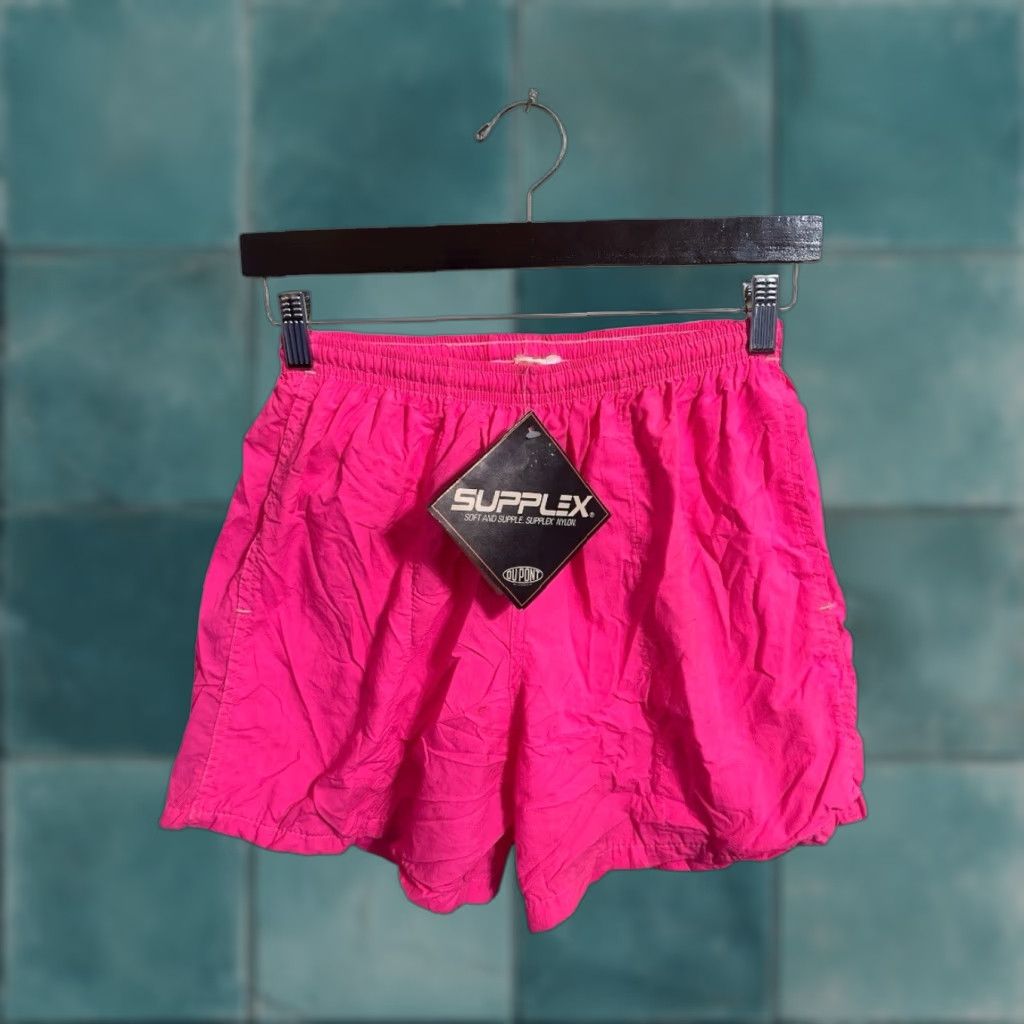 Vintage VINTAGE Cobblestones Athletic Shorts Mens L Pink 90s USA Made NWT Deadstock Nylon Athletic Drawstring Waist Pocketed Size US 33 - 1 Thumbnail