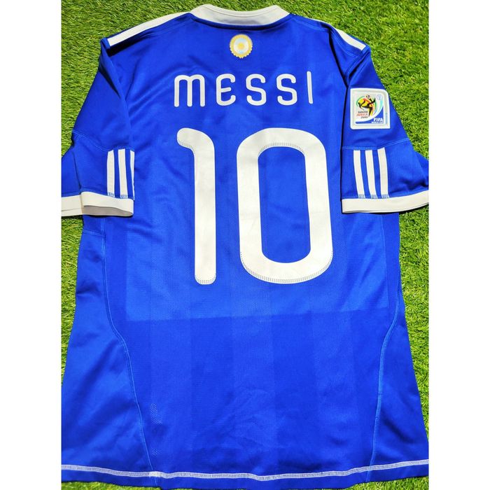 2010 Argentina Away Jersey #10 Messi medium Adidas Soccer World Cup Used  Rare