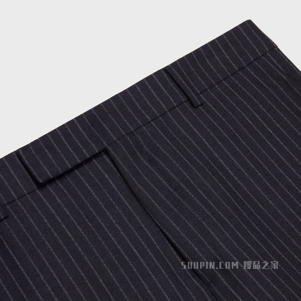 Celine × Hedi Slimane 22SS Double Breasted Navy Chalk Stripe Suit Wool Rectangle Size 44R - 14 Thumbnail
