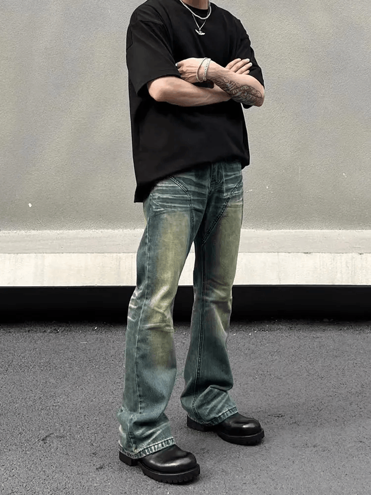 Jean × Vintage Vintage washed Y2K patchwork micro-flared jeans Size US 28 / EU 44 - 2 Thumbnail