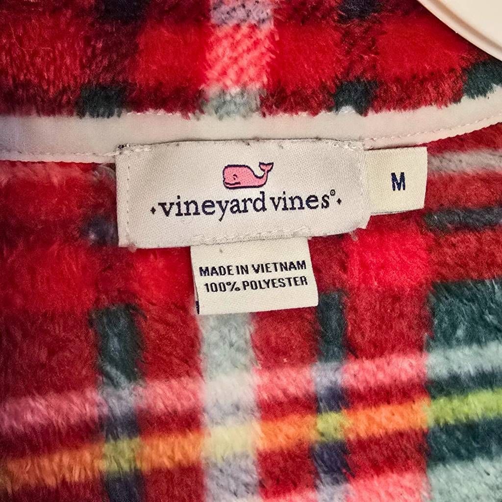 Vineyard Vines Vineyard Vines Women’s Plaid 1/4 Zip Fleece Pullover Size M Soft Lightweight Size M / US 6-8 / IT 42-44 - 6 Thumbnail