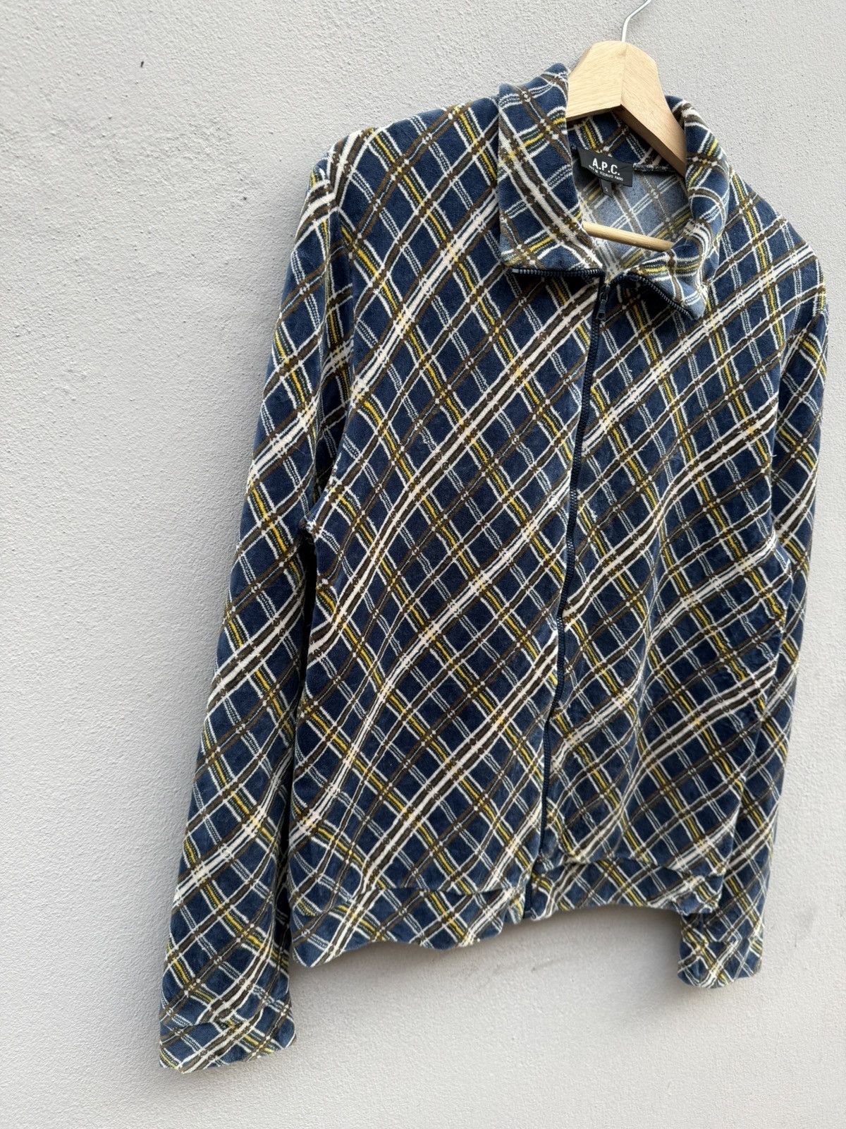 A.P.C. × Designer Vintage A.P.C. Checked Velvet Zip Up Jacket Size US S / EU 44-46 / 1 - 4 Thumbnail