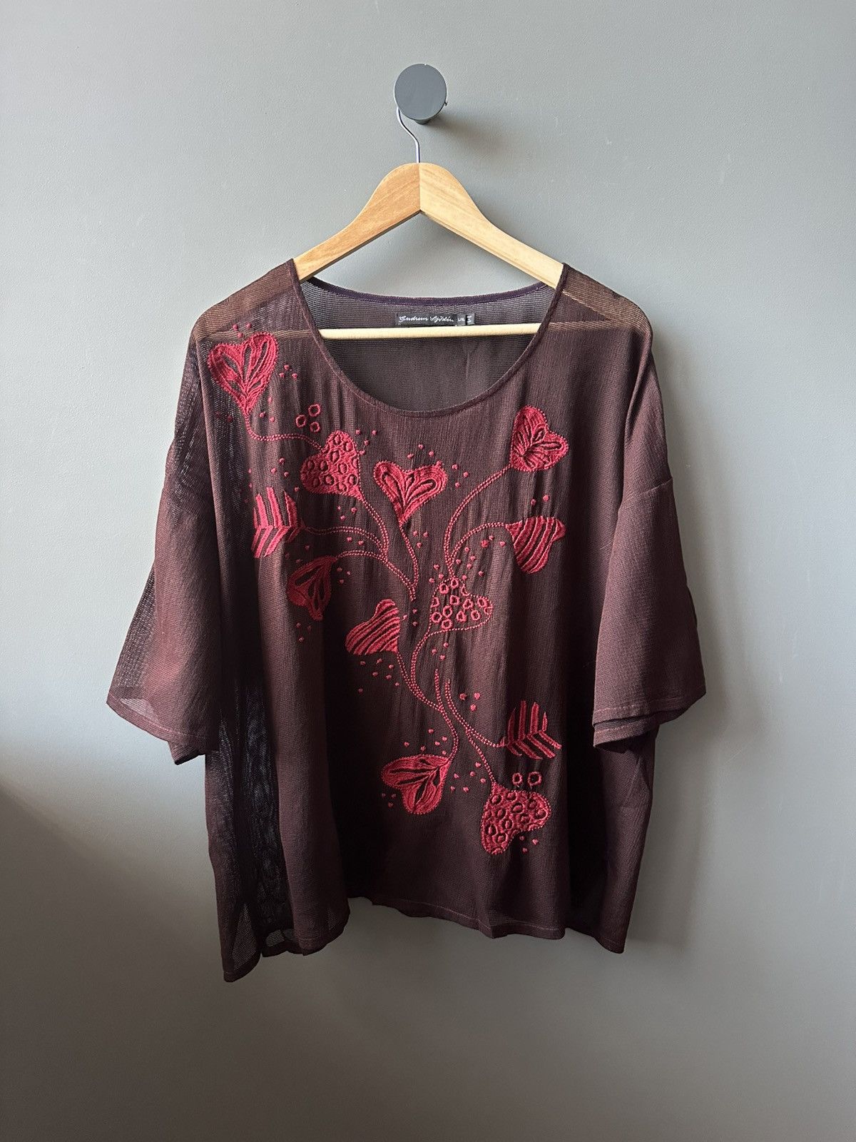Gudrun Sjoden Gudrun Sjoden Floral Mesh Top Tee Size L/XL Size XL / US 12-14 / IT 48-50 - 1 Thumbnail