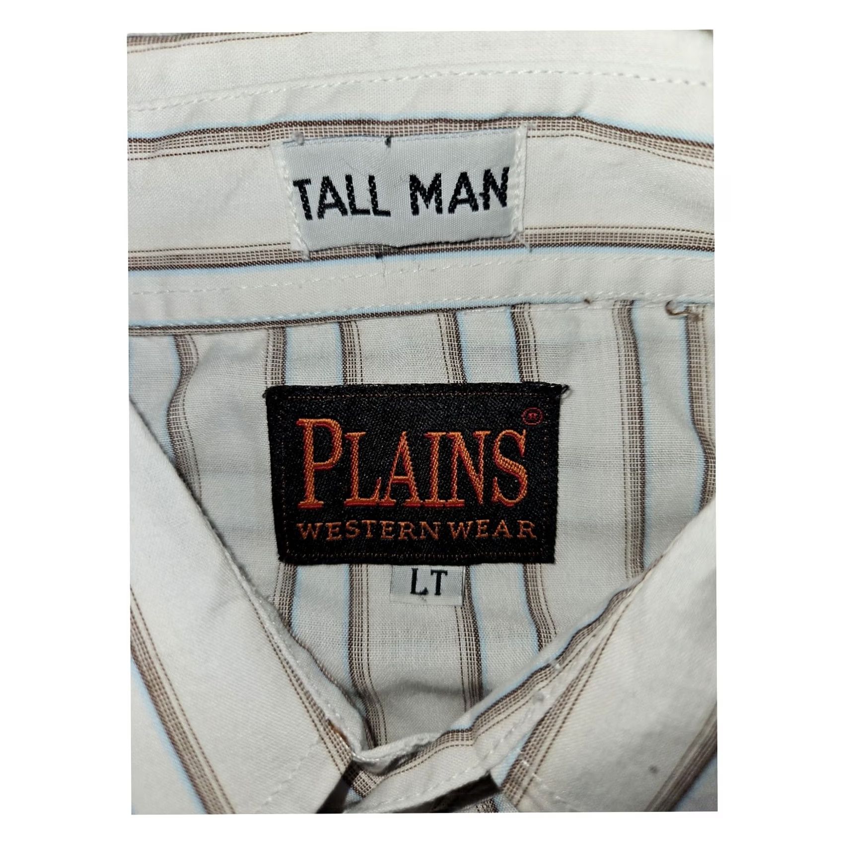 Vintage VINTAGE Plains Shirt Western Cowboy Long Sleeve LT White Striped 46 Chest L Tall Men Regular Snap Button-Up Pockets Size US L / EU 52-54 / 3 - 2 Thumbnail