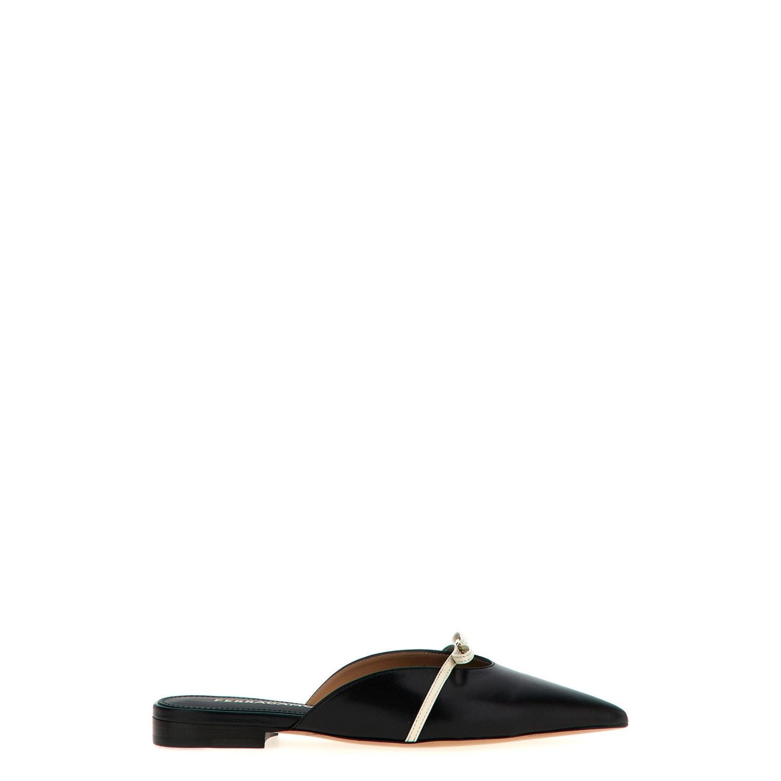 Salvatore Ferragamo FERRAGAMO Guye Bow Strap Black Leather Mules New & Authentic Size US 5 / IT 35 - 1 Thumbnail