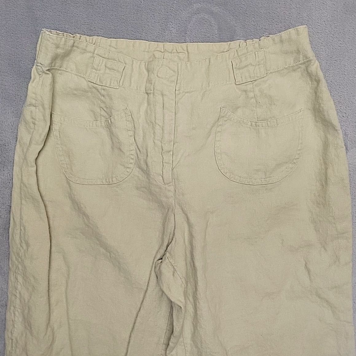 J. Jill J Jill Pants Capri Womens 8 100% Linen Elastic Waist Beige Coastal Casual Minimalist Comfort Size 30" / US 8 / IT 44 - 2 Thumbnail