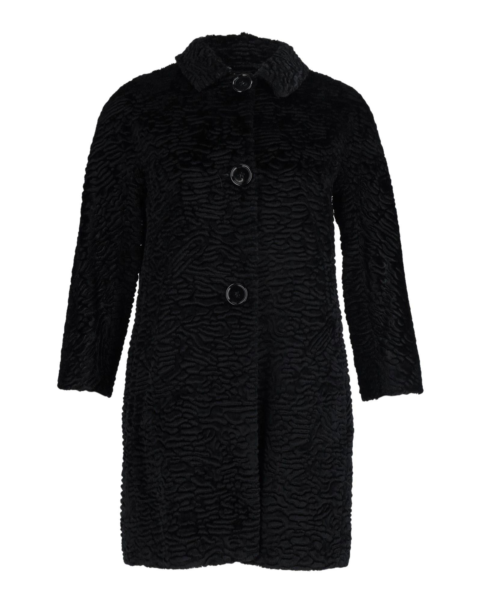 Image of Textured Black Polyester Coat By Max Mara, Women's (Size Small)