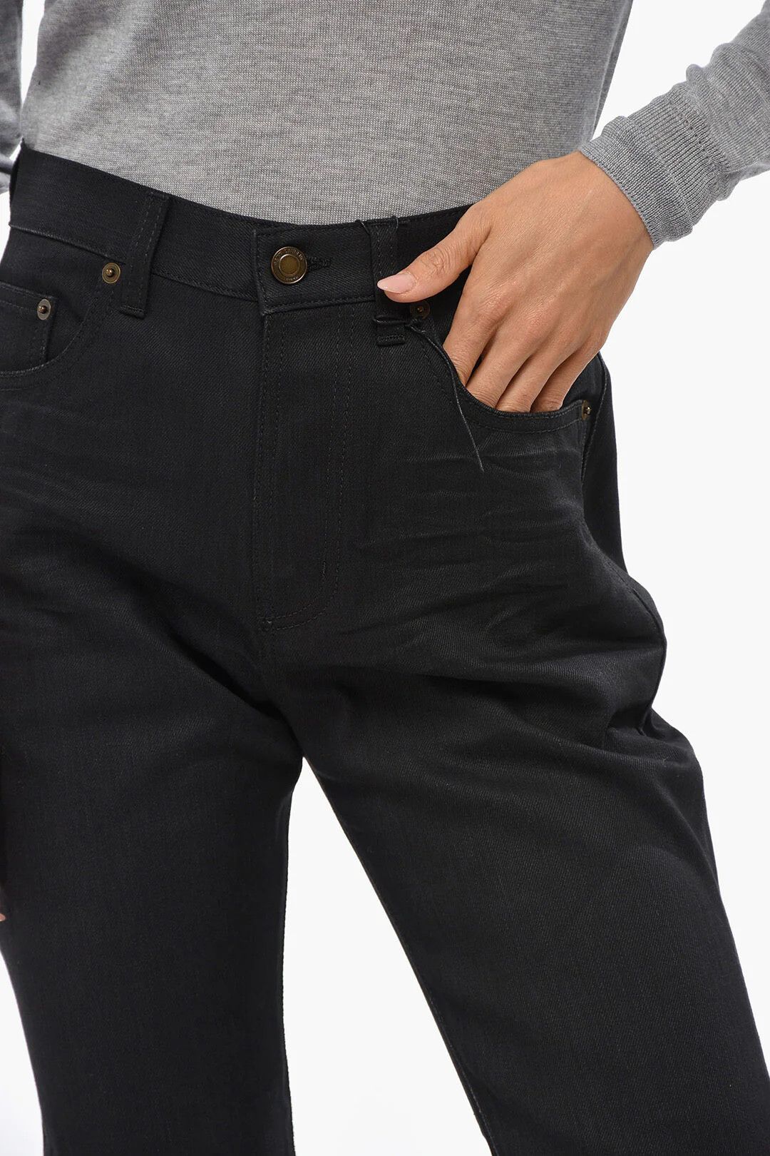 Saint Laurent Paris og1mm0326 Bootcut Dark Wash Jeans in Black Size 30" / US 8 / IT 44 - 3 Thumbnail