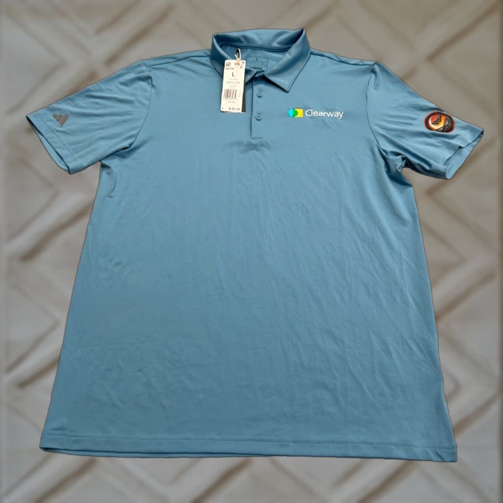 Adidas Adidas Golf Polo Shirt Mens Large Blue A514 ULT Clearway Luna Valley Polo Shirt, Regular, Short Sleeve, Button-Front, Breathable, All Seasons, NWT Size US L / EU 52-54 / 3 - 1 Thumbnail