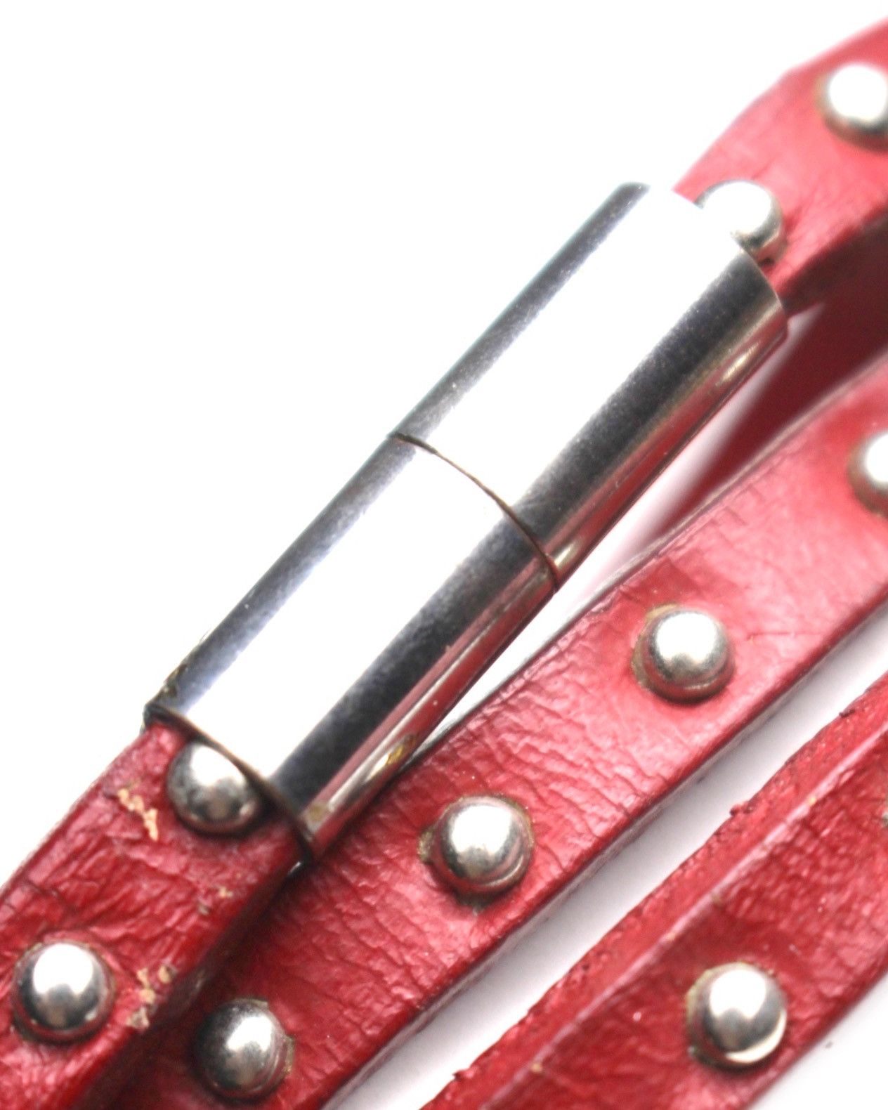 Vintage 2000S JAPANESE MADE TRIPLE-WRAP STUDDED LEATHER BRACELET Size ONE SIZE - 5 Thumbnail