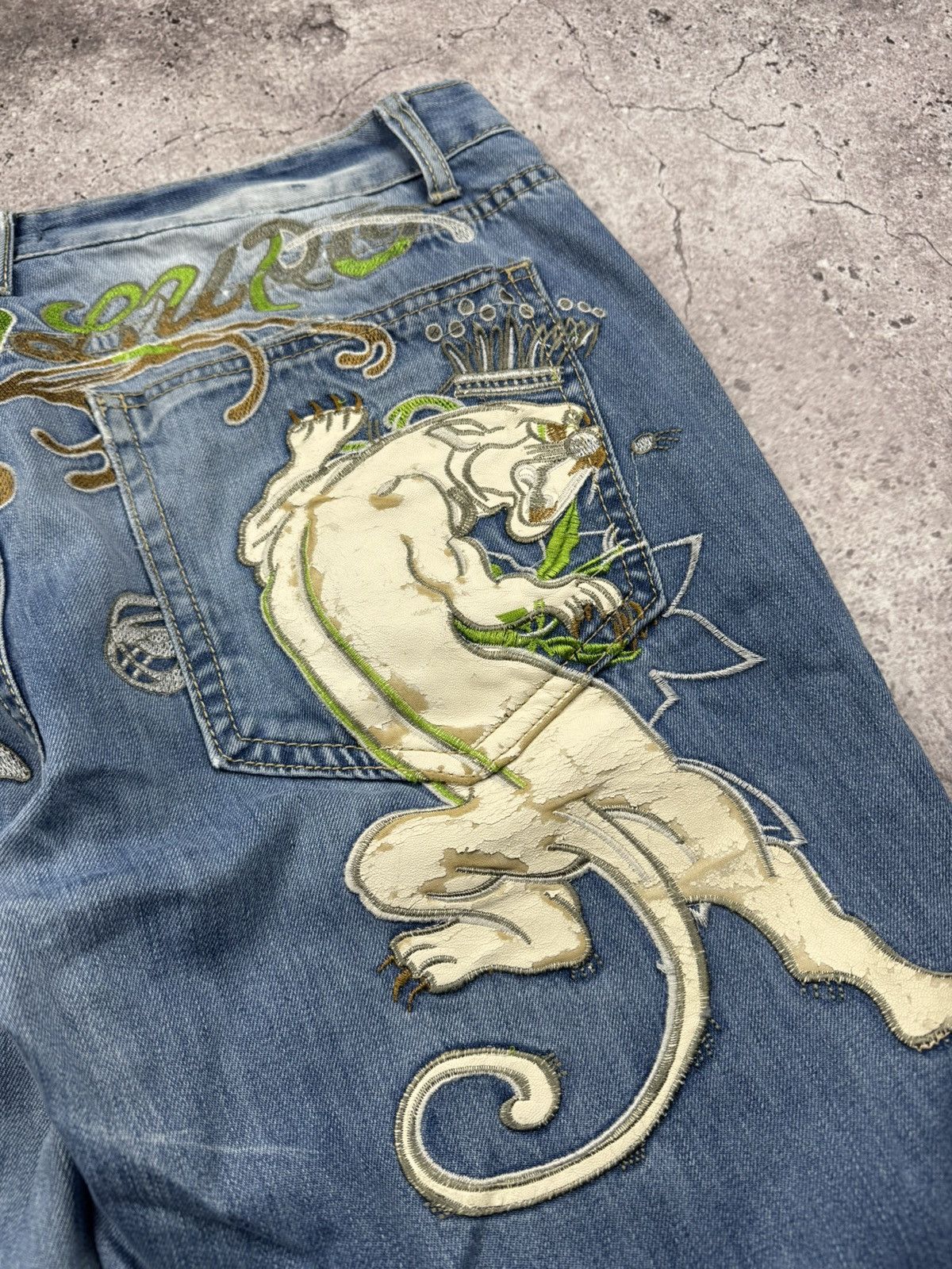 Japanese Brand Y2K Kosmo Lupo Jeans Panther Logo Back Washed Denim Ed Hardy Size US 36 / EU 52 - 11 Thumbnail