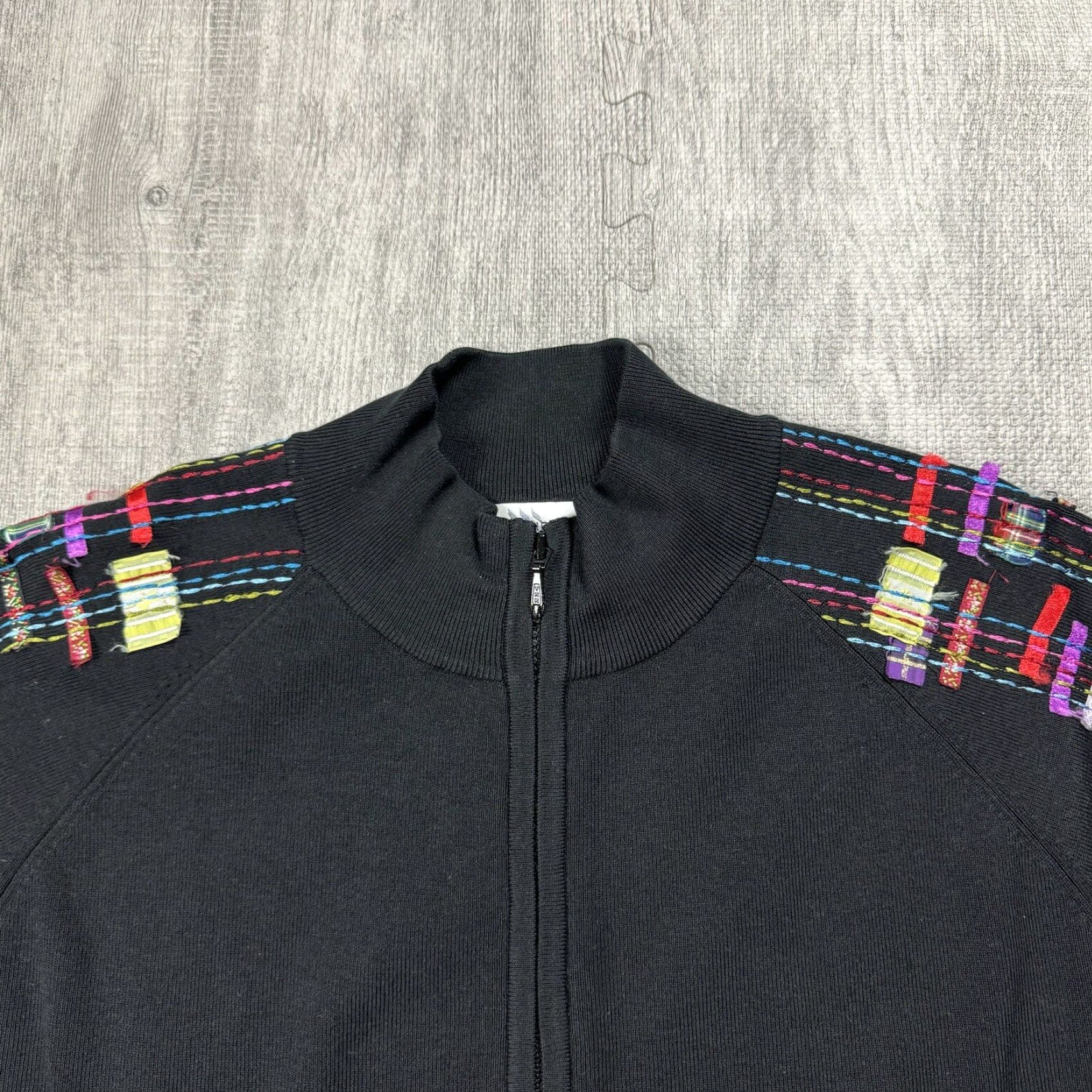 Vintage VINTAGE Marisa Christina Silk Blend Knit Sweater Full Zip Womens XL Black Striped Long Sleeve Casual Formal Holiday Size XL / US 12-14 / IT 48-50 - 2 Thumbnail
