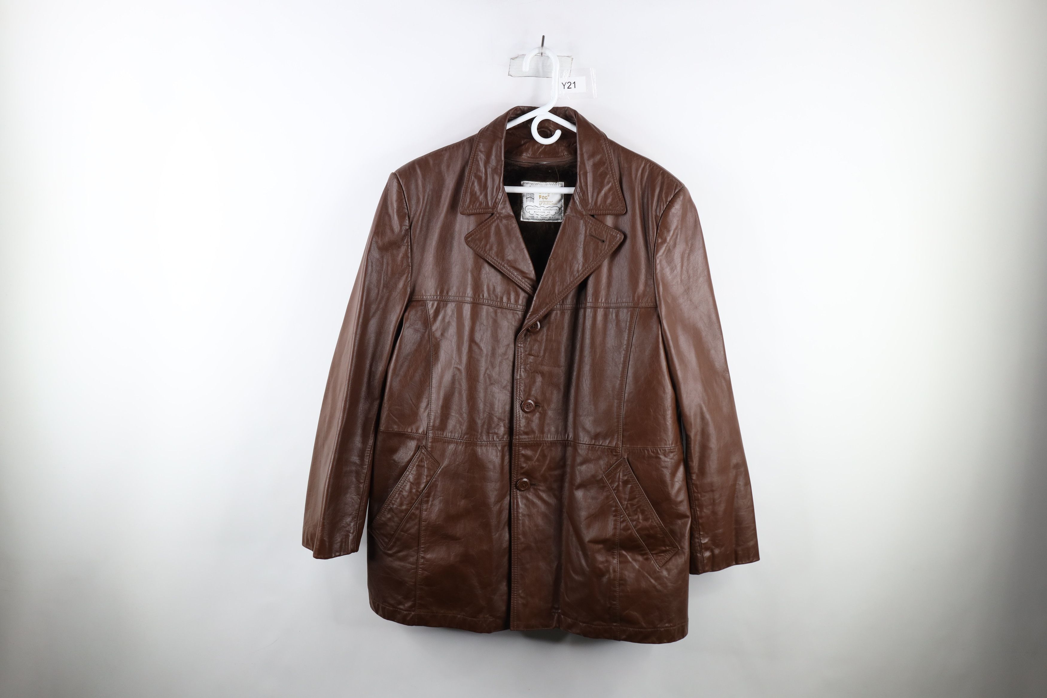 image of Vintage 70's Streetwear Lined Leather Jacket Coat Brown, Men's (Size XL)