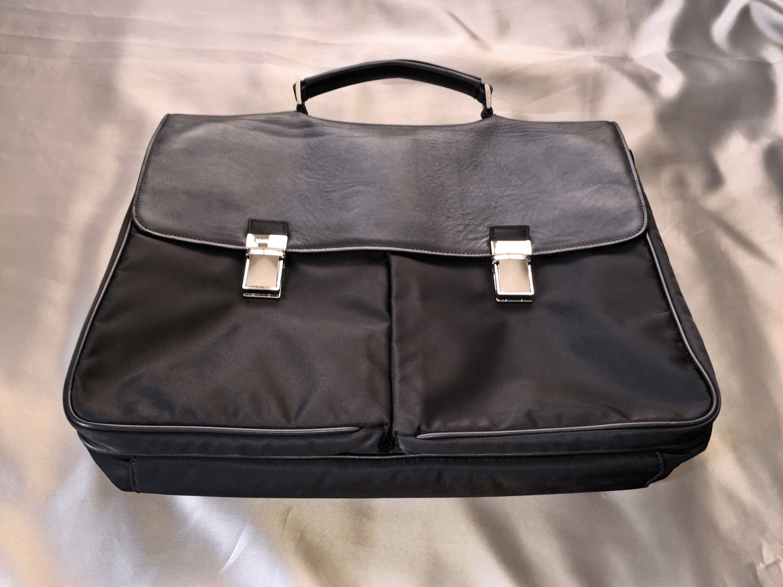 Prada PRADA BLACK NYLON FABRIC & BOVINE LEATHER BRIEFCASE Size ONE SIZE - 2 Thumbnail