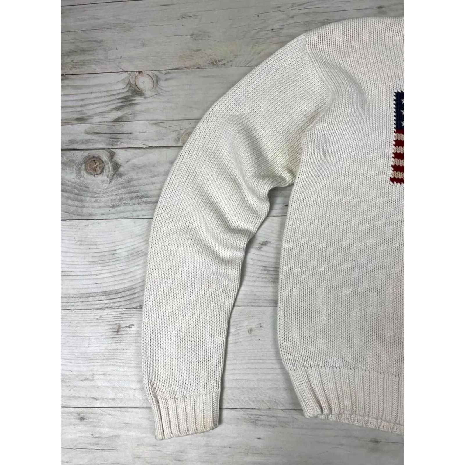 Polo Ralph Lauren VINTAGE Polo Ralph Lauren Sweater Shirt XL White USA 90s Mens Pullover Knit Cotton Logo 90s USA Size US XL / EU 56 / 4 - 4 Thumbnail