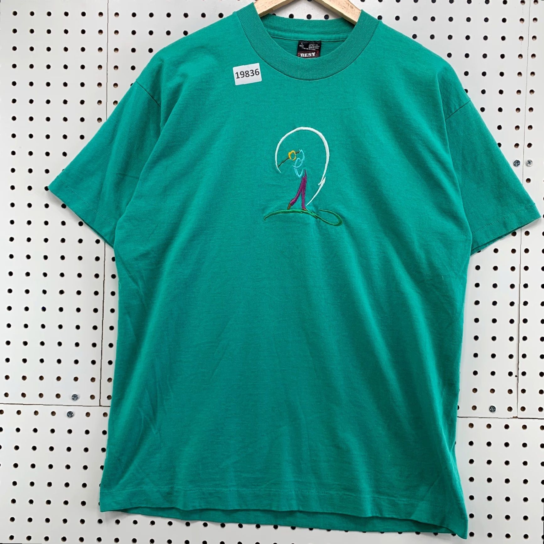 Fruit Of The Loom VINTAGE Golf Swing Shirt Mens L Green Embroidered 90s Cotton T-Shirt dreams in motion Size US L / EU 52-54 / 3 - 4 Thumbnail