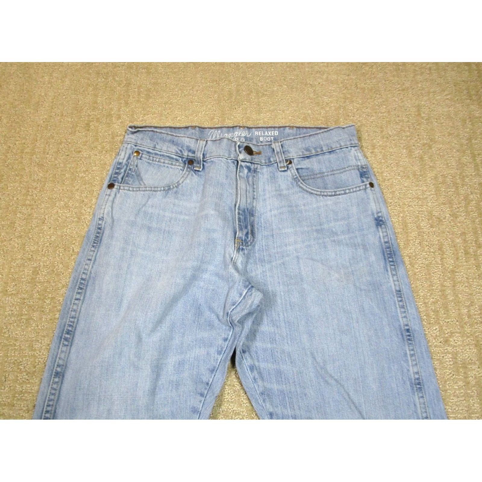 Wrangler Wrangler Retro Jeans Men 31x34 Blue Bootcut Western Pants Light Wash Distressed Jeans Size US 31 - 2 Thumbnail