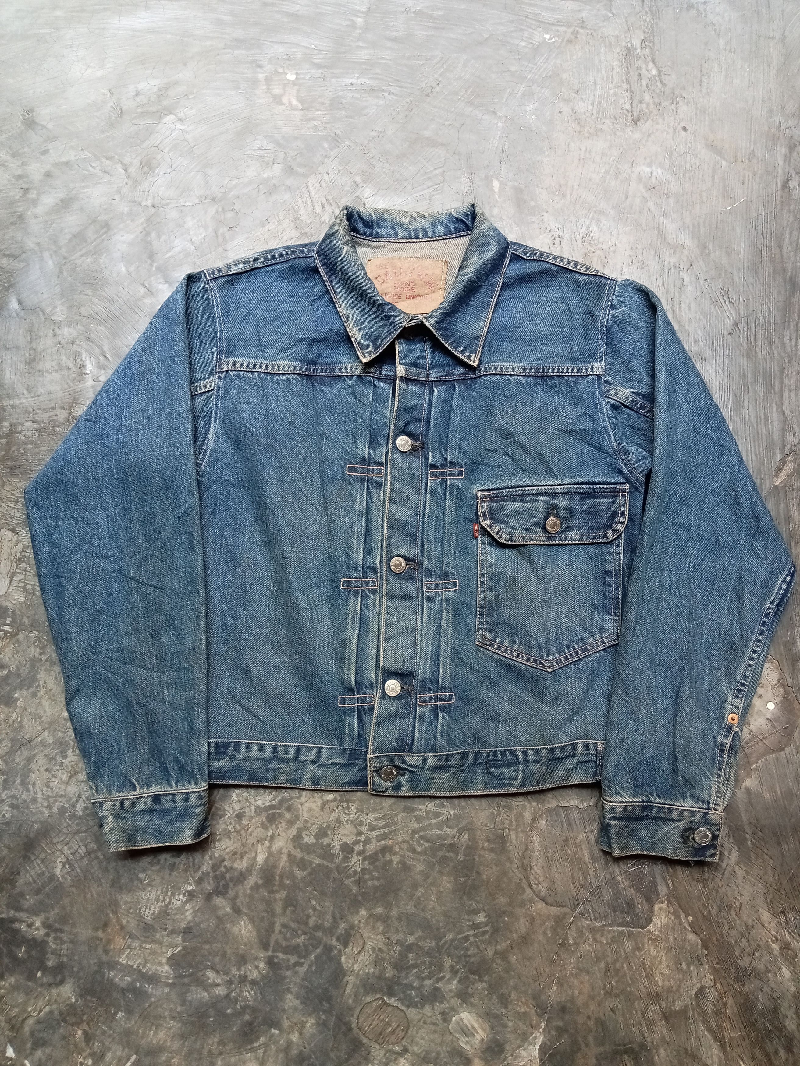 image of Vintage Reproduction Type 1 Selvedge Denim Jacket in Blue Wash, Men's (Size Medium)