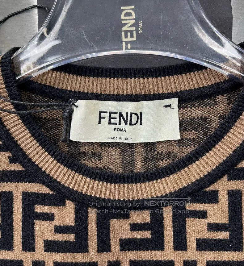 Fendi Brown Monogram Logo Knit Short Sleeve