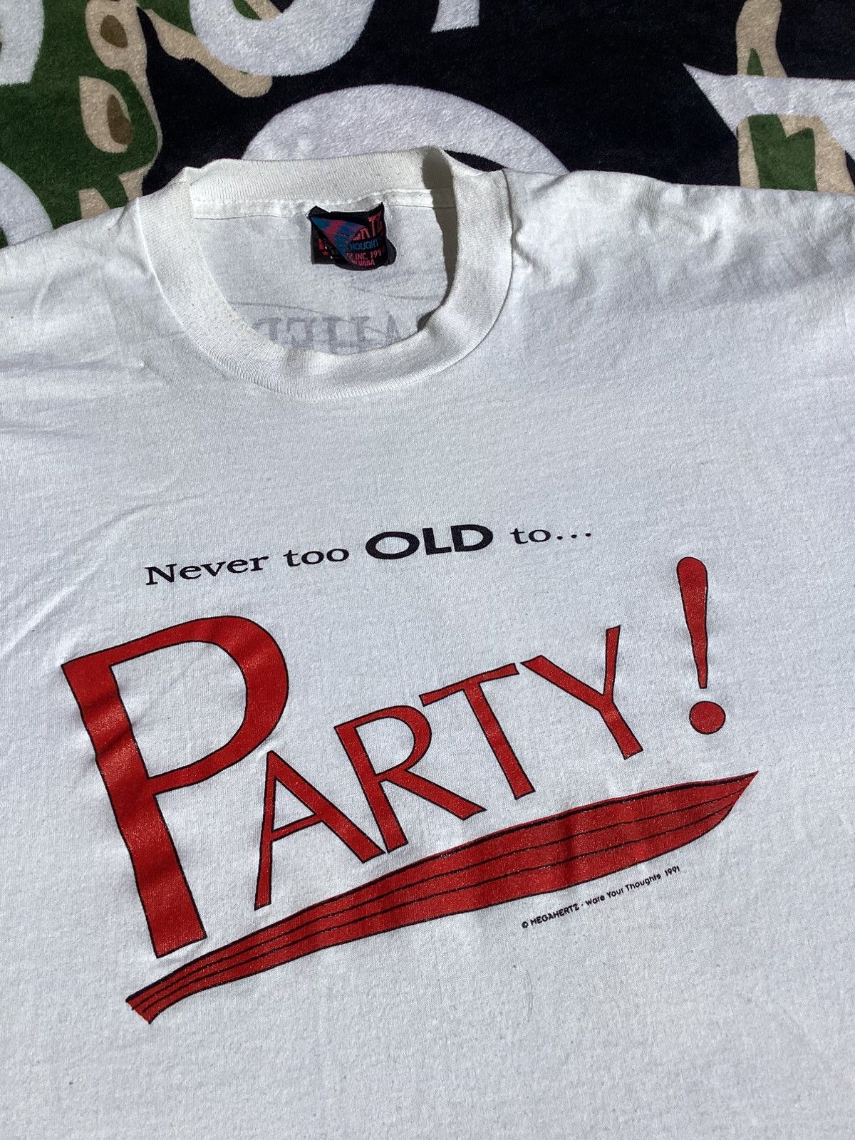 Other × Vintage Vtg 1991 never too old to party megahertz Las Vegas made Tee Size US XL / EU 56 / 4 - 2 Thumbnail