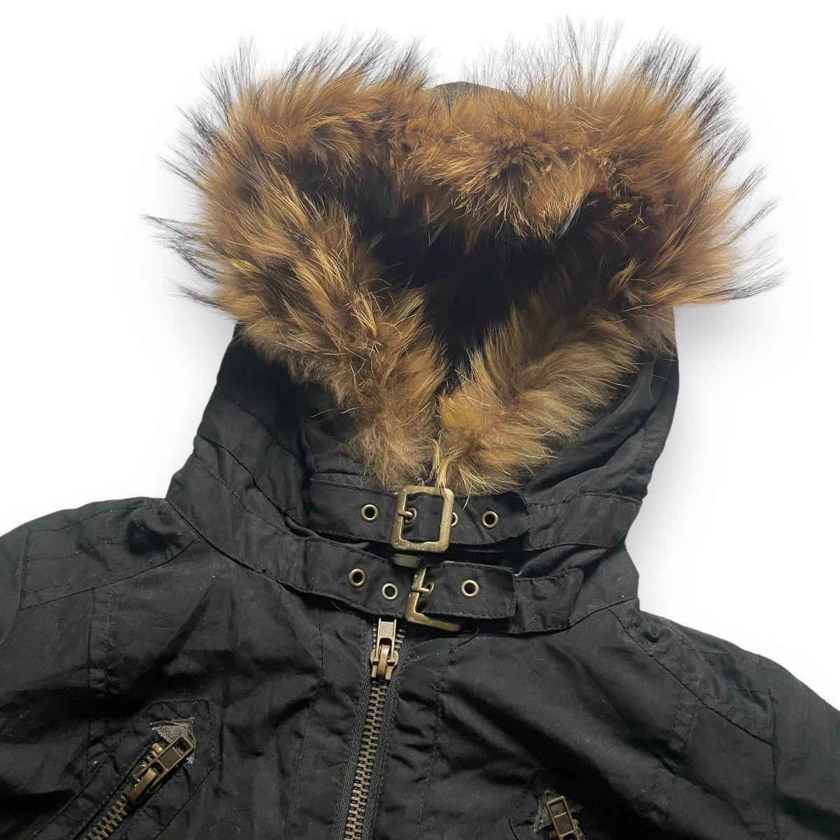 If Six Was Nine EMSEXCITE BONDAGE PUNK GOTHIC 5 POCKETS FUR HOODIE JACKET Size US M / EU 48-50 / 2 - 6 Thumbnail