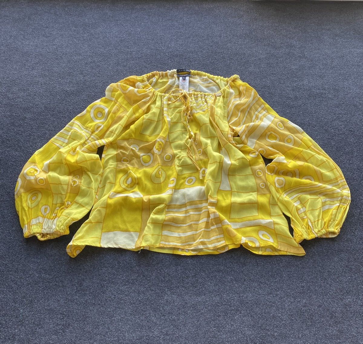 Miss Sixty 🔥Miss Sixty Sexy Balloon Sleeve yellow blouse alt goth emo Size L / US 10 / IT 46 - 1 Thumbnail